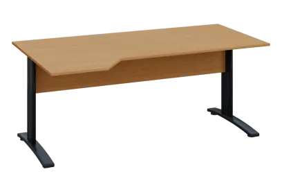 EZK 18 - 184 stůl kancelářský, rohový, levý, kovová podnož černá, deska 18 mm, široký 1800 mm, buk Royal